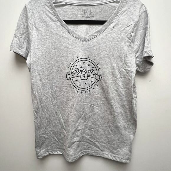Handmade Tops - Ouija Board Gray V-Neck T-Shirt Size S Casual Tee